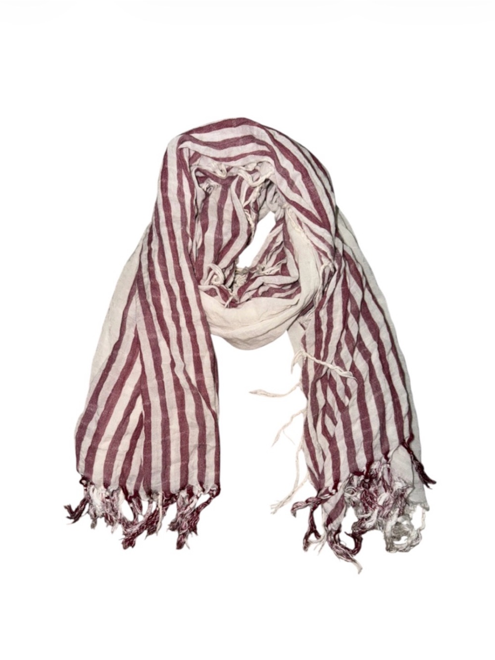 Striped Maroon and White Lightweight Women's Scarf